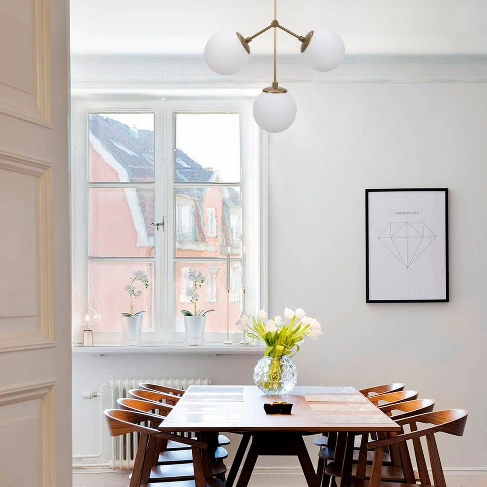 Llambë tavani Opviq, Damar - 6337, metal, kapak qelqi, e verdhë dhe e bardhë, 43x15cm