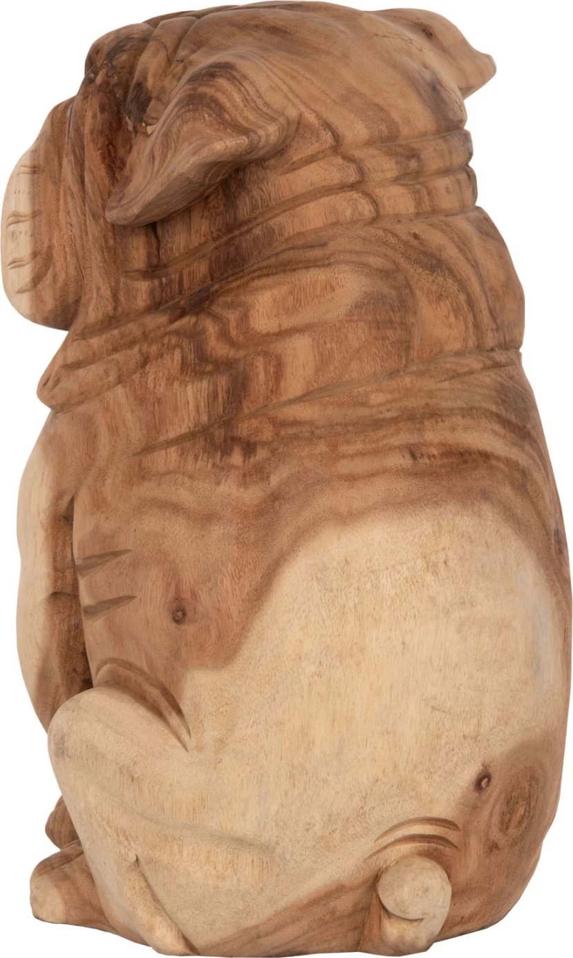 Dekor për dysheme, bulldog, dru suar, ngjyrë natyrale, 26x27x40H cm