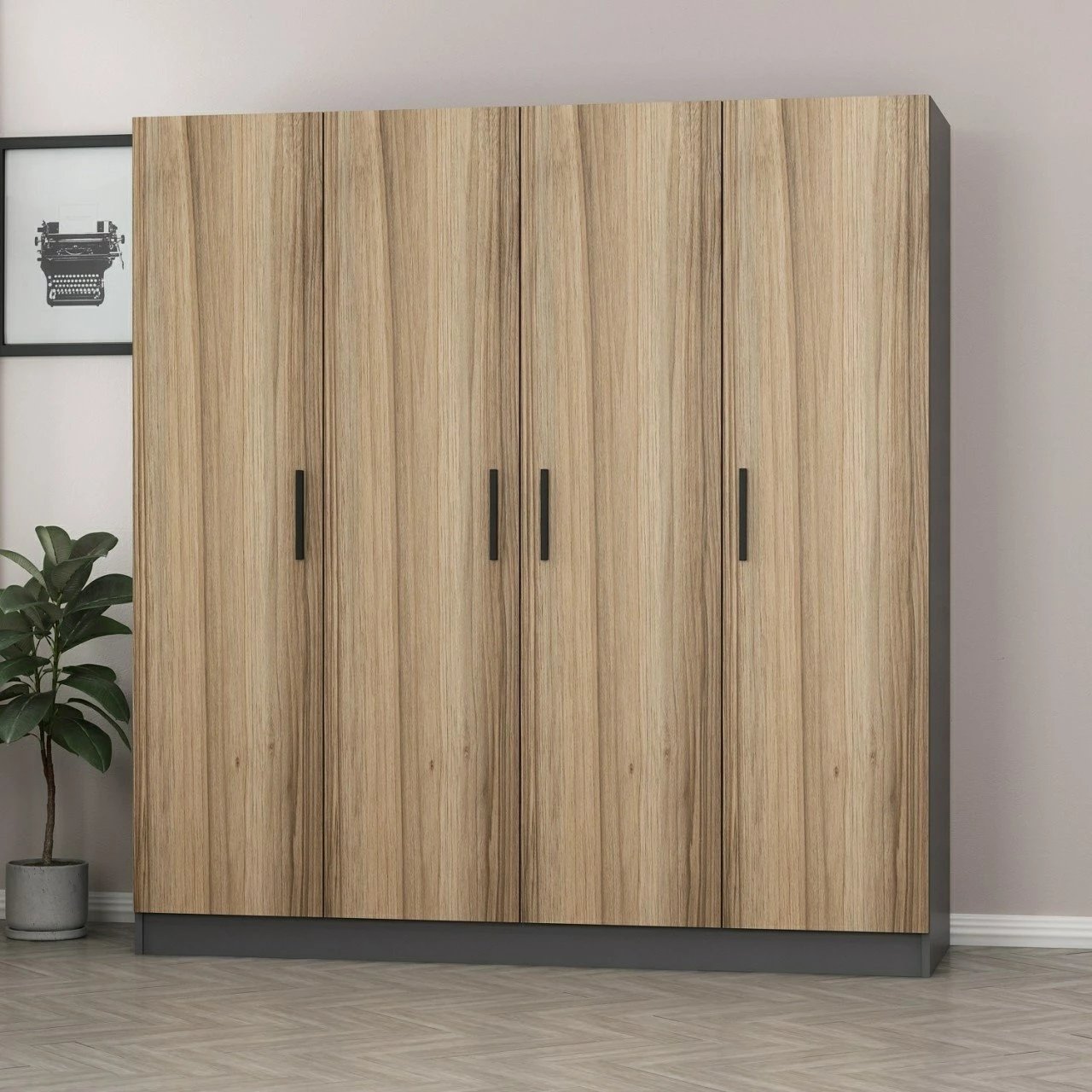 Dollap garderobe Skye Decor, ngjyrë dore, 180x210x52cm