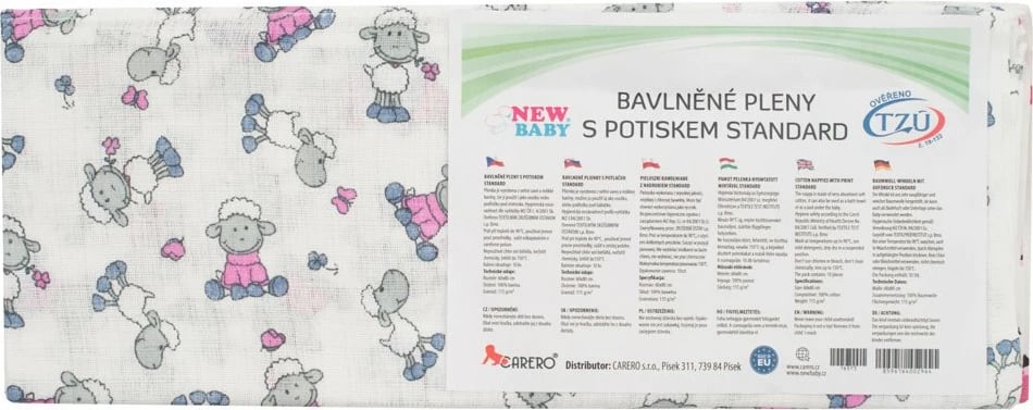 Pelena pambuku me printa, NEW BABY STANDARD 60x80 cm, set 10 copë, ngjyra të përziera