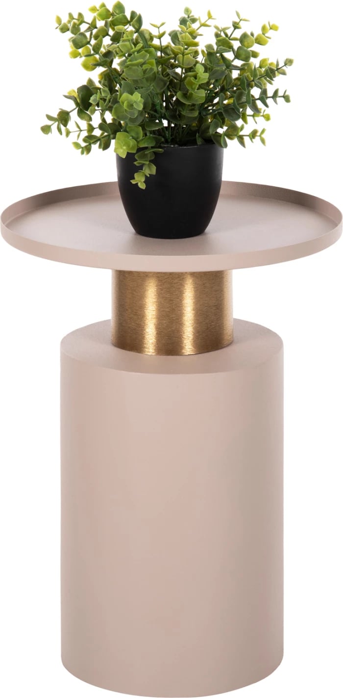 Tavolinë anësore PUNJAB, metal, ngjyrë krem dhe ar, FH4240.03, 30.5x42cm