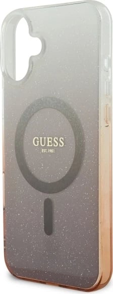 Mbështjellës Guess IML Glitter Gradient MagSafe për iPhone 16, Kafe Mbështjellës Guess IML Glitter Gradient MagSafe për iPhone 16, Kafe