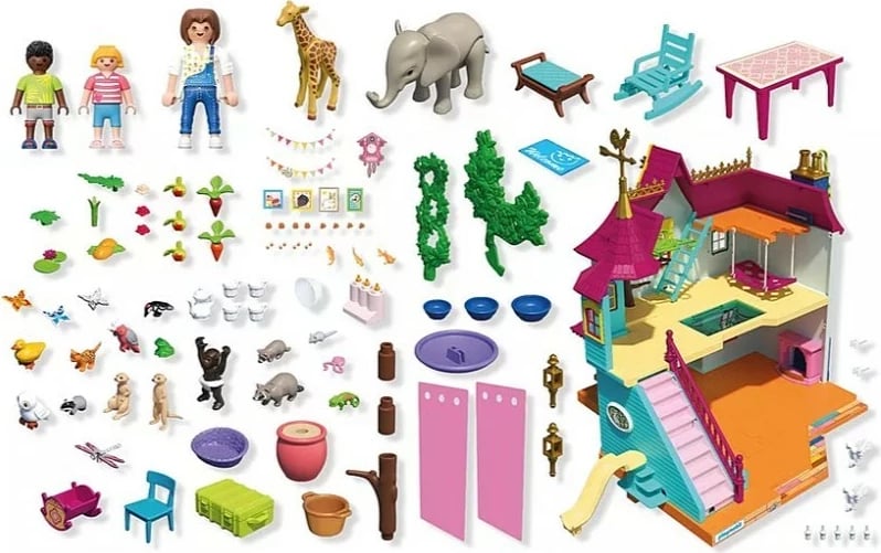 Set lodrash Playmobil Animals & Friends 71852 me shtëpi dhe kafshë, shumëngjyrësh, 162 pjesë