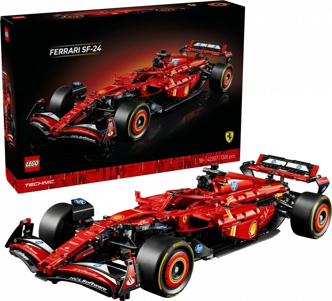 Set ndërtimi LEGO Technic Ferrari SF-24, 1361 pjesë, i kuq