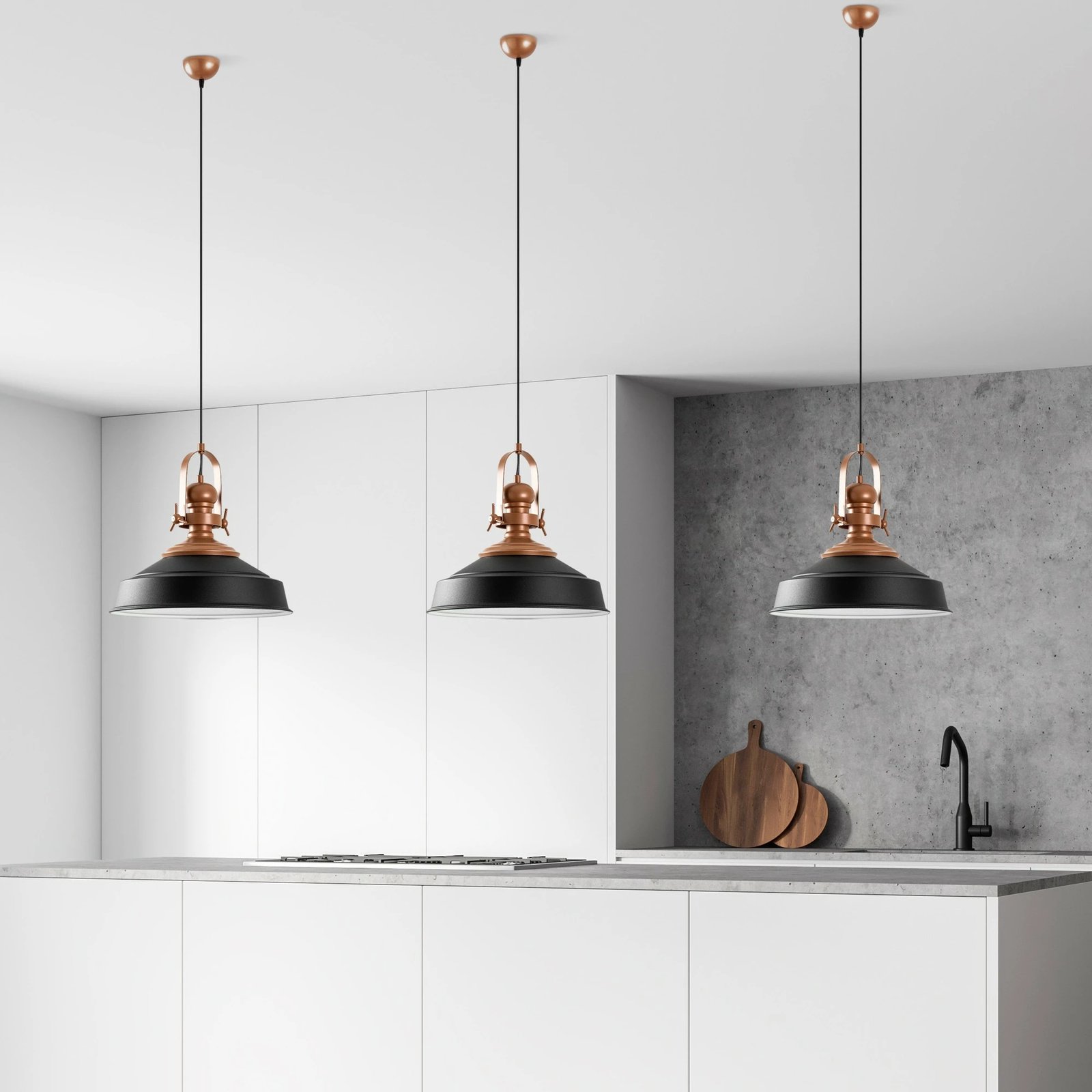 Llambë tavani Opviq Craft, e zezë, 41cm, 45-130cm lartësi, 1xE27