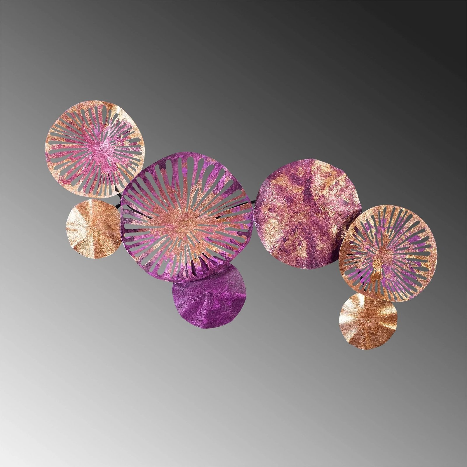 Aksesor dekorativ metalik për mur Wallity, art metalik 2