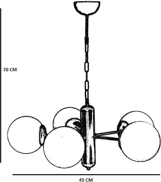 Llambë tavani Opviq, 8785-5, metal e xham, ngjyrë e zezë dhe fume