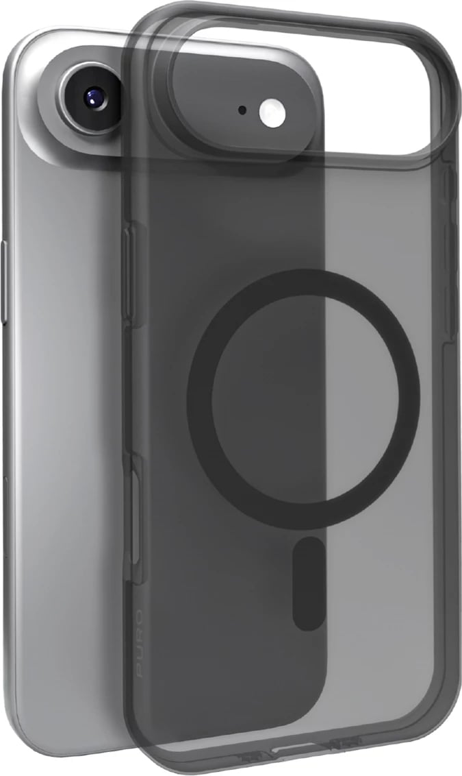 Mbështjellës Puro Daylight për iPhone 17 Air, MagSafe, silikon, gjysmë-transparent, zi