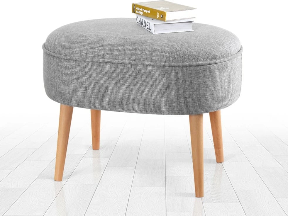 Puf Timoon, liri 100%, ngjyrë gri