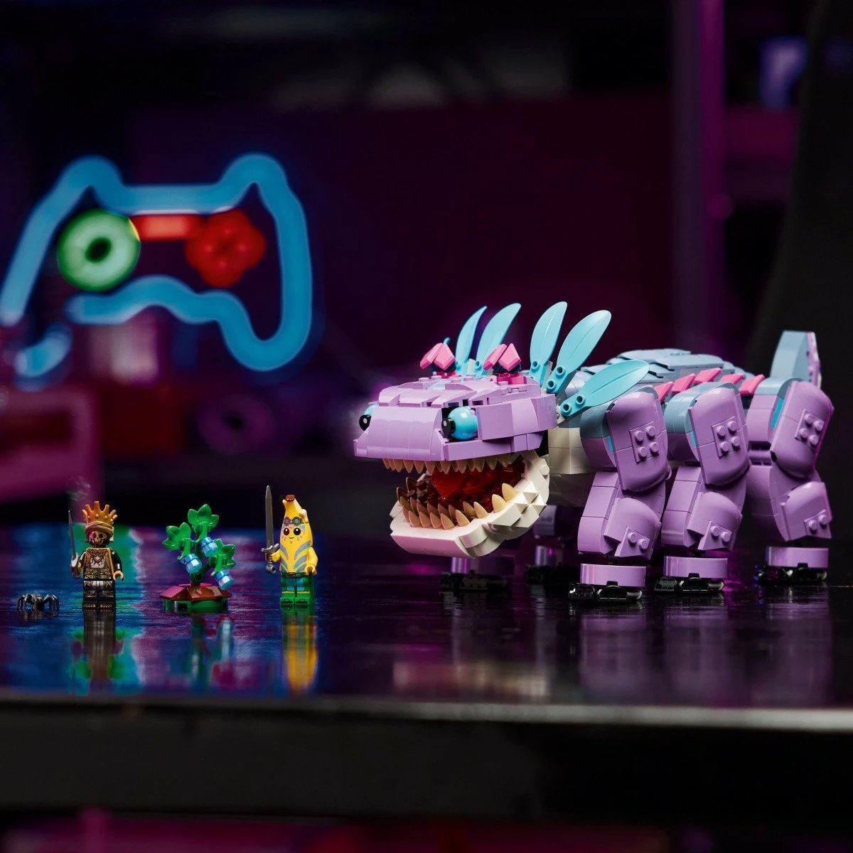 Set ndërtimi LEGO Fortnite Klombo 77077, 1084 pjesë, për fëmijë 10+, vjollcë