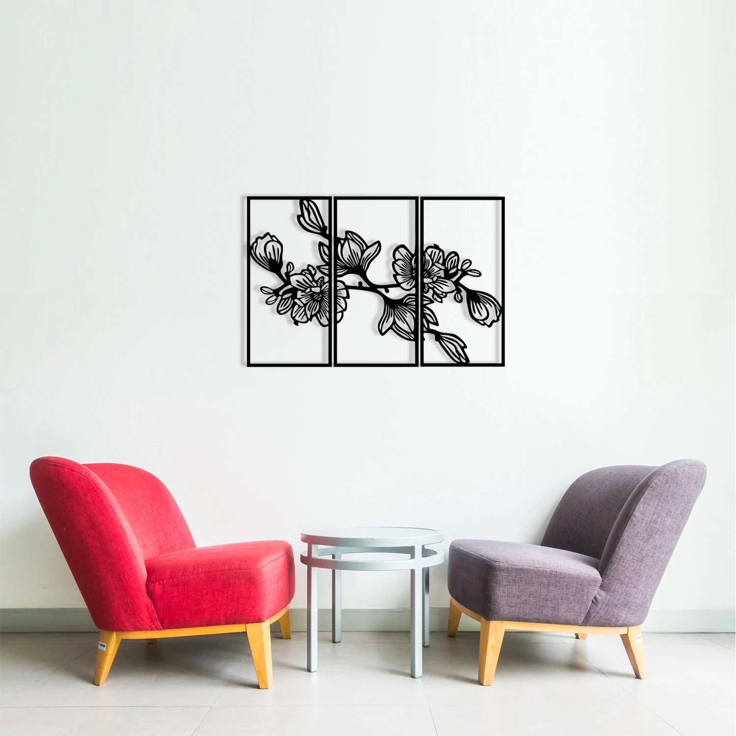 Aksesor dekorativ metalik për mur, Wallity, Utopya, ngjyrë e zezë, 98x65cm