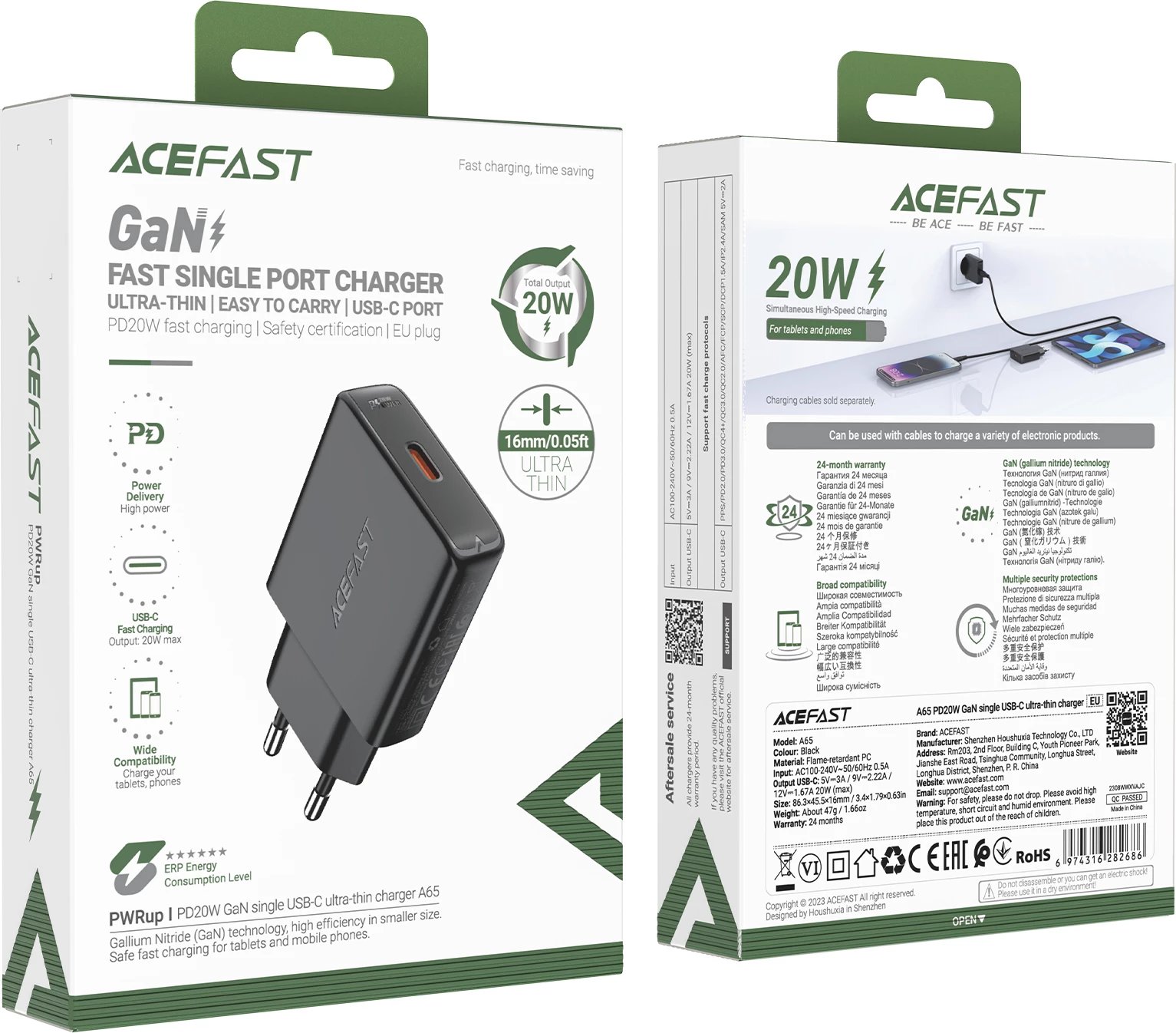 Karikues muri Acefast A65, GaN, 20W, USB-C, i zi