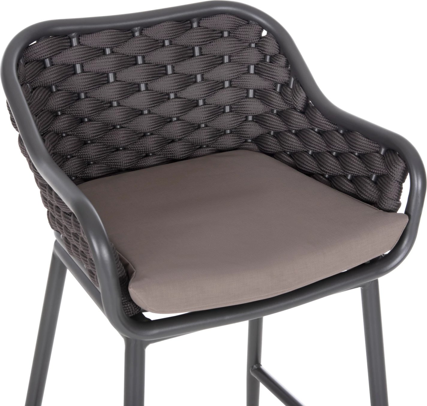 Karrige për bar, kornizë alumini, ngjyrë gri e errët, litar kafe, 50x50x103cm, FH5862.01