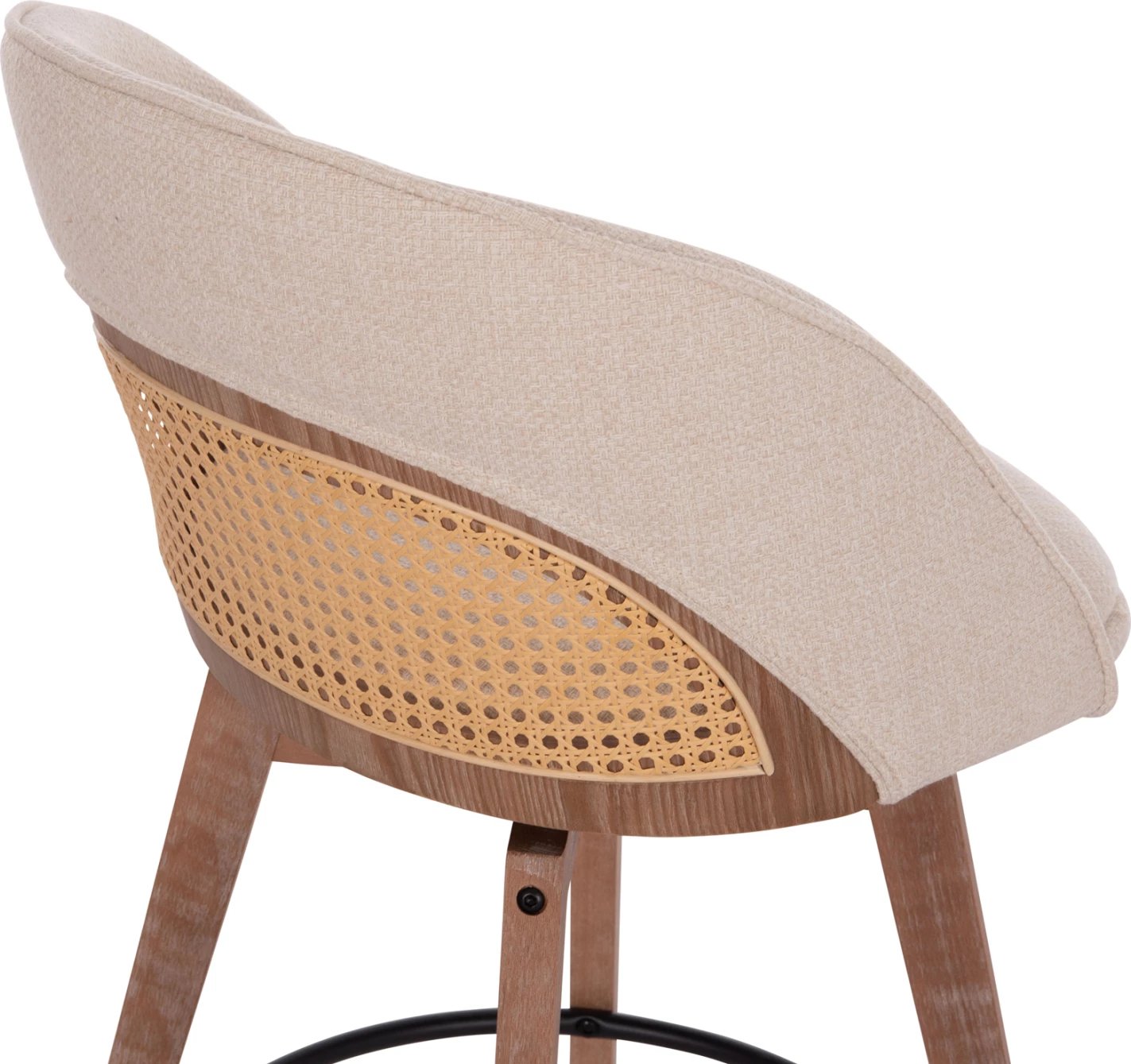 Karrige për bar rrotulluese RIKI, këmbë druri, material bezhë, 51x53x94cm, set prej 2 copësh