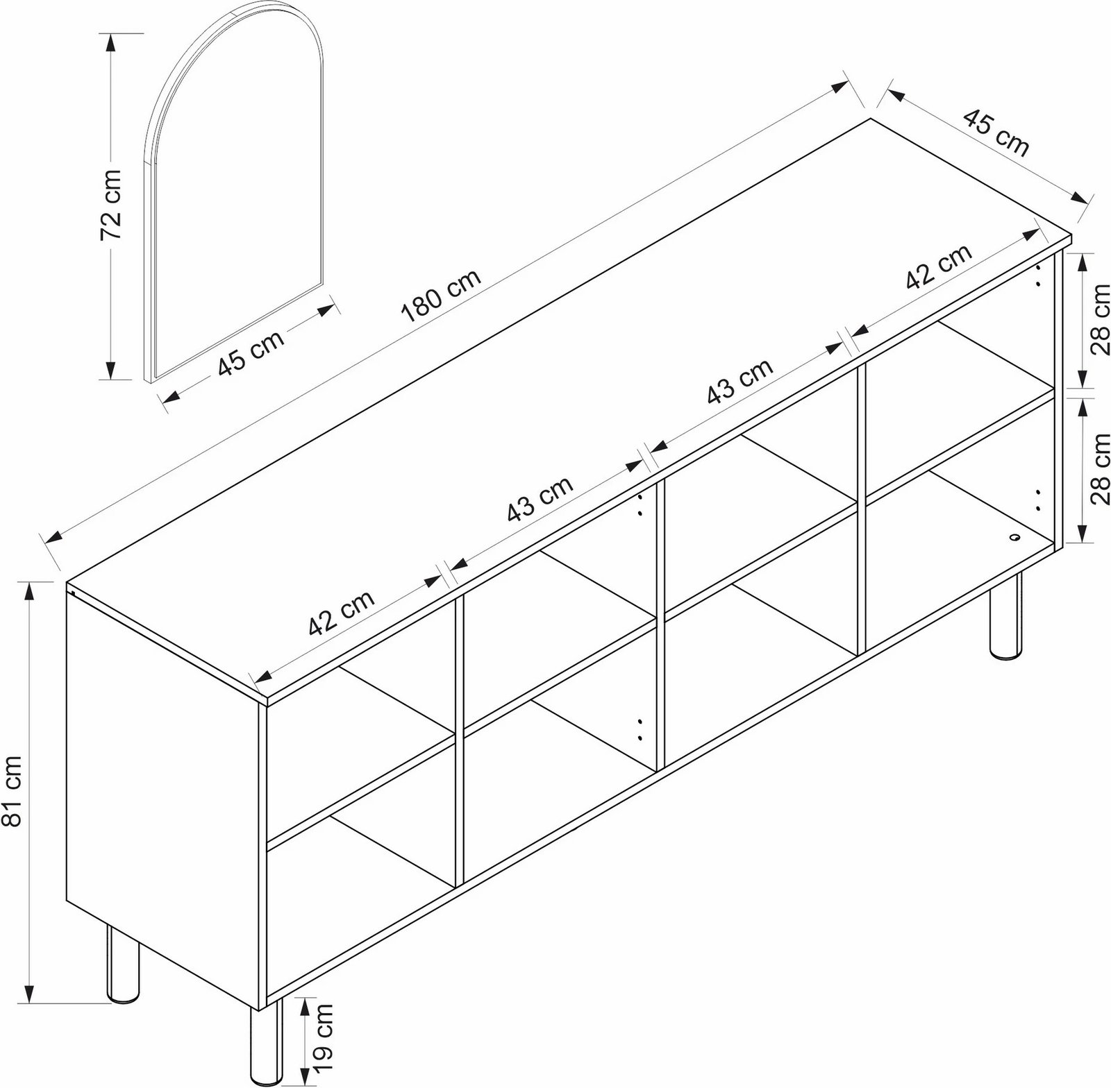 Konsol Skye Decor, pasqyrë Lotus, e bardhë