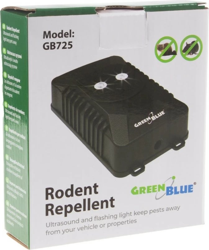 Pajisje larguese brejtësish GreenBlue GB725, me ultratinguj dhe LED, e zezë