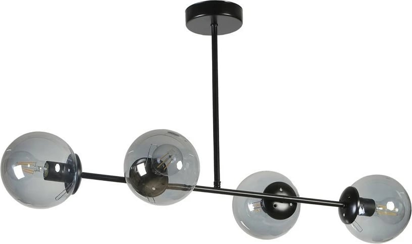 Llambë tavani Opviq, Yeni Favori 4 llampa, metal i zi, xham fume