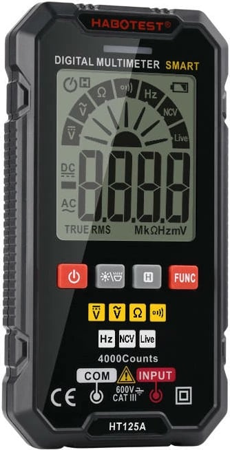 Multimetër digjital Habotest HT125A, 4000 matje, me NCV, Live Test, i zi