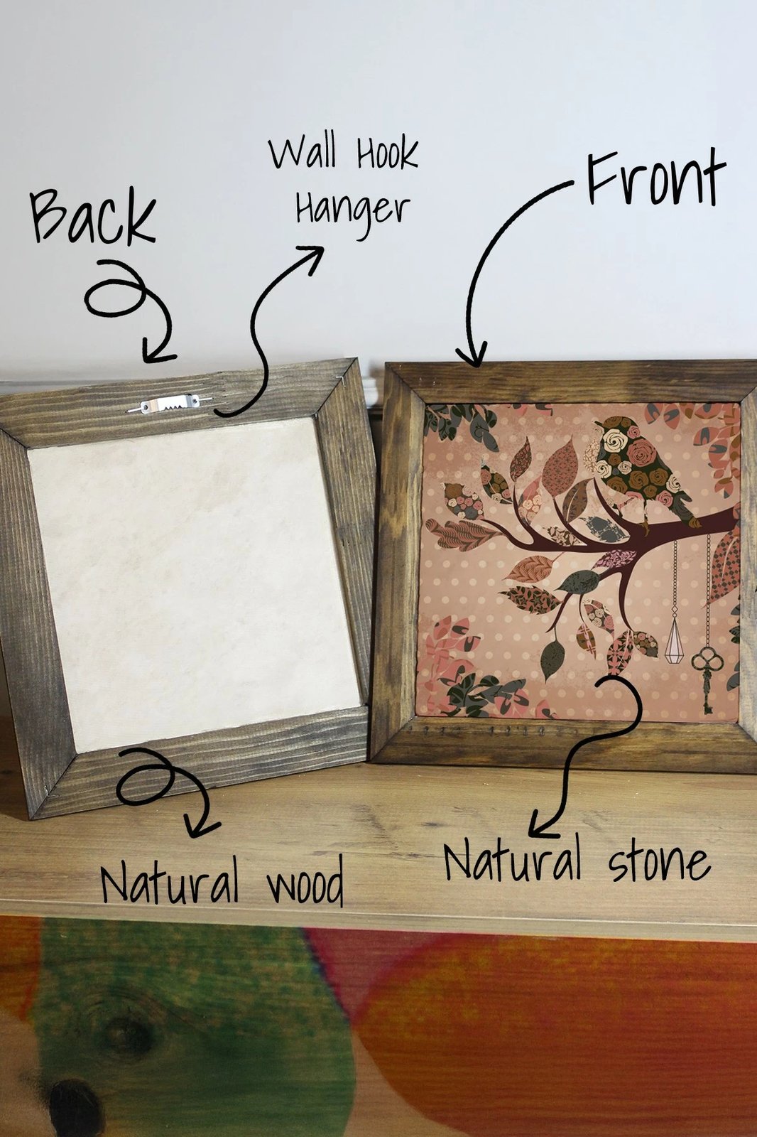 Pikturë dekorative me kornizë, Wallity, Ersytastablo8 - 16, shumëngjyrëshe, 15.5x15.5cm