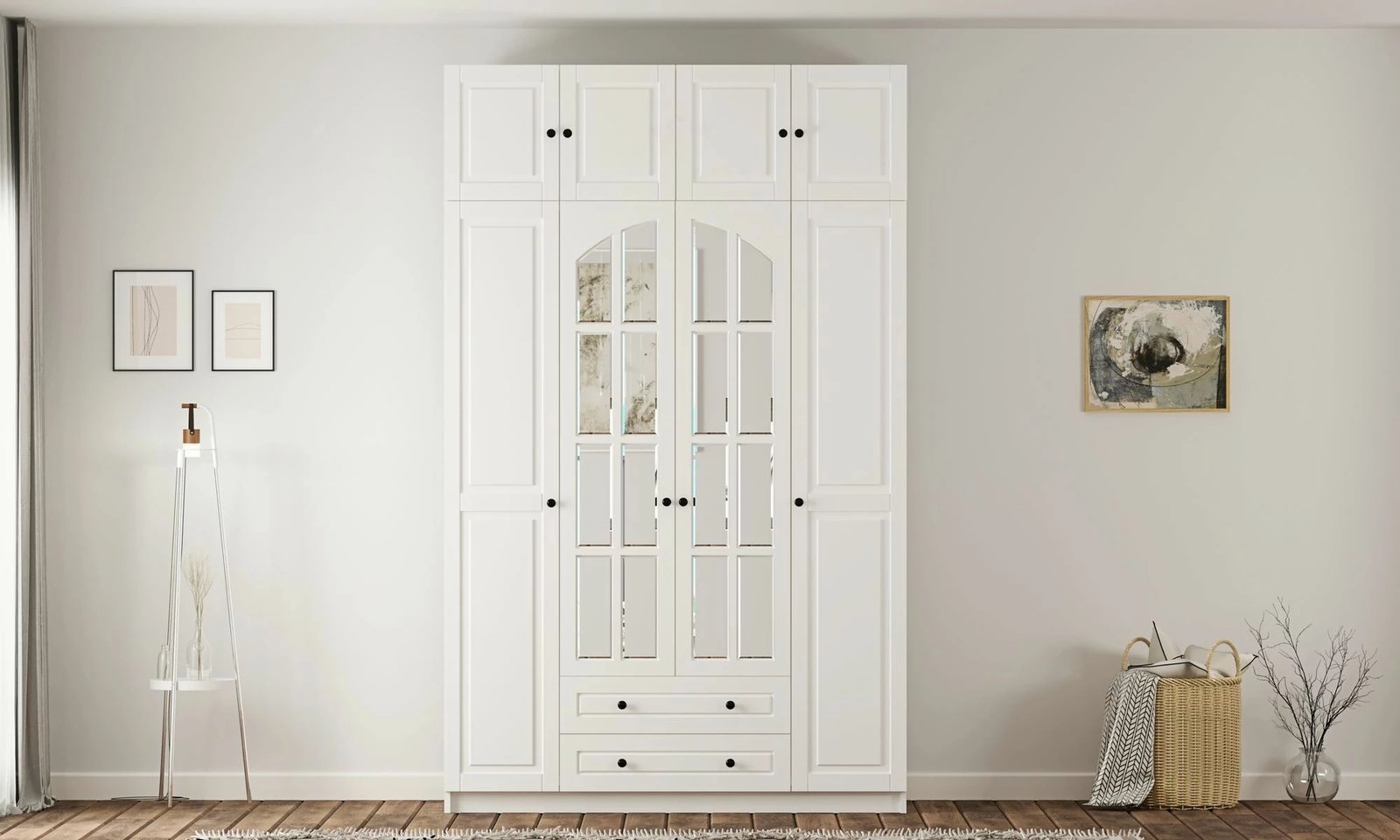 Dollap rrobash Skye Decor, ngjyrë e bardhë mat, RB-185-12