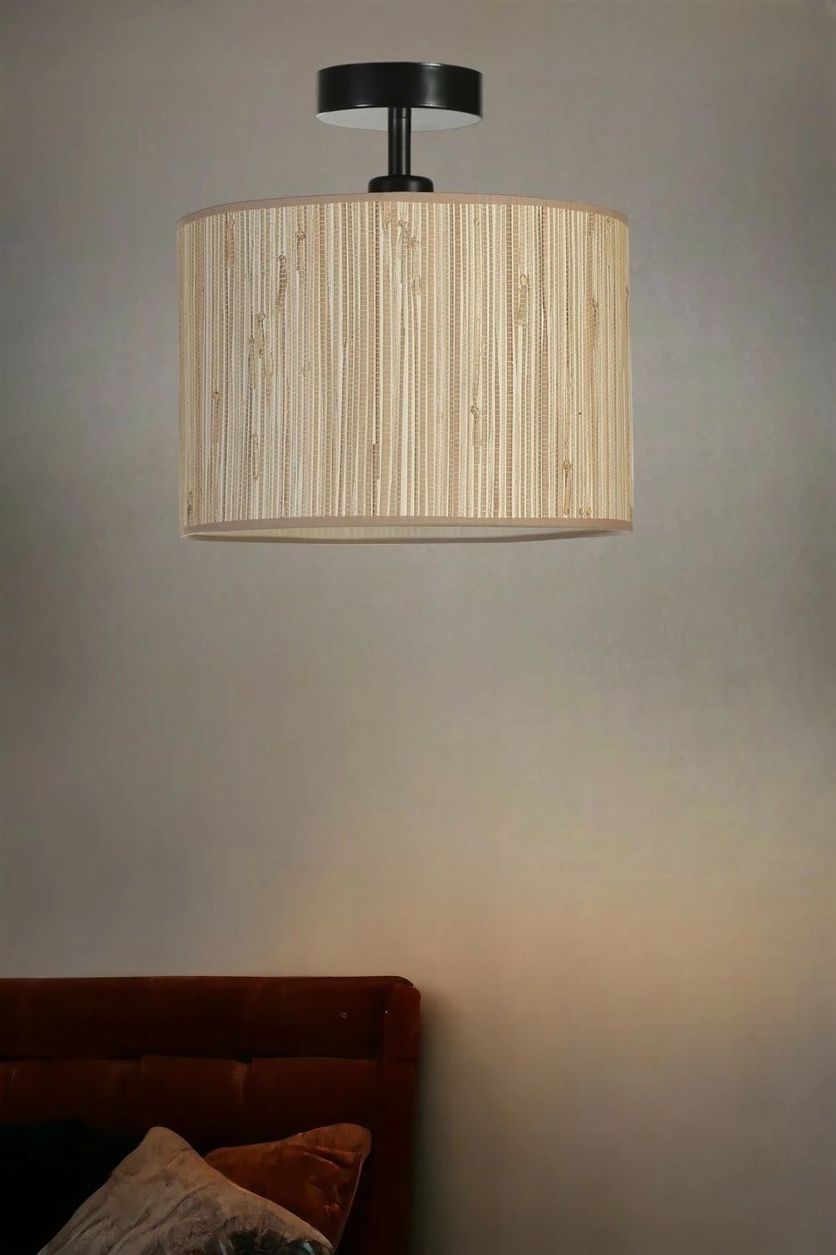 Llambë tavani Opviq, bambu, ngjyrë lisi dhe e zezë, 30x30cm