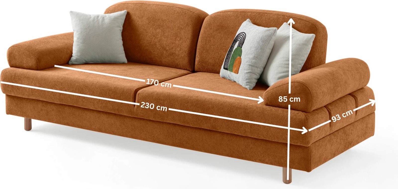 Divan-krevat 3 vendësh, Aries, ngjyrë e kuqe tjegulle, Atelier del Sofa