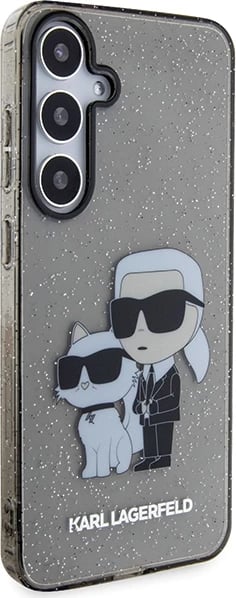 Mbështjellës Karl Lagerfeld KLHCS24MHNKCTGK për Samsung Galaxy S24+ S926, hardcase, Glitter Karl & Choupette, zi