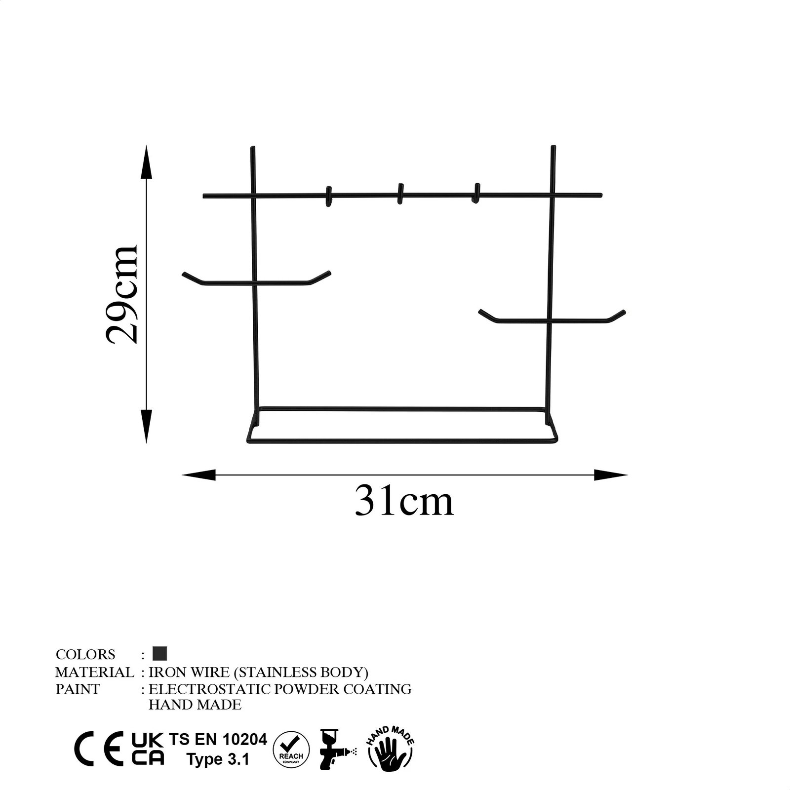 Organizues stendë për stoli, ngjyrë e zezë, Evila Originals, TK-007-B
