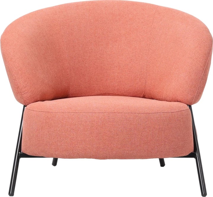 Fotel Jennie, material terakote, këmbë metalike të zeza, 84x84x71.5cm