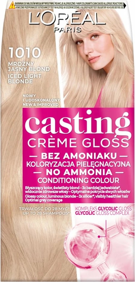 Ngjyrë për flokë L'Oreal Paris Casting Creme Gloss 1010 Bjonde e Ftohtë e Çelët për femra