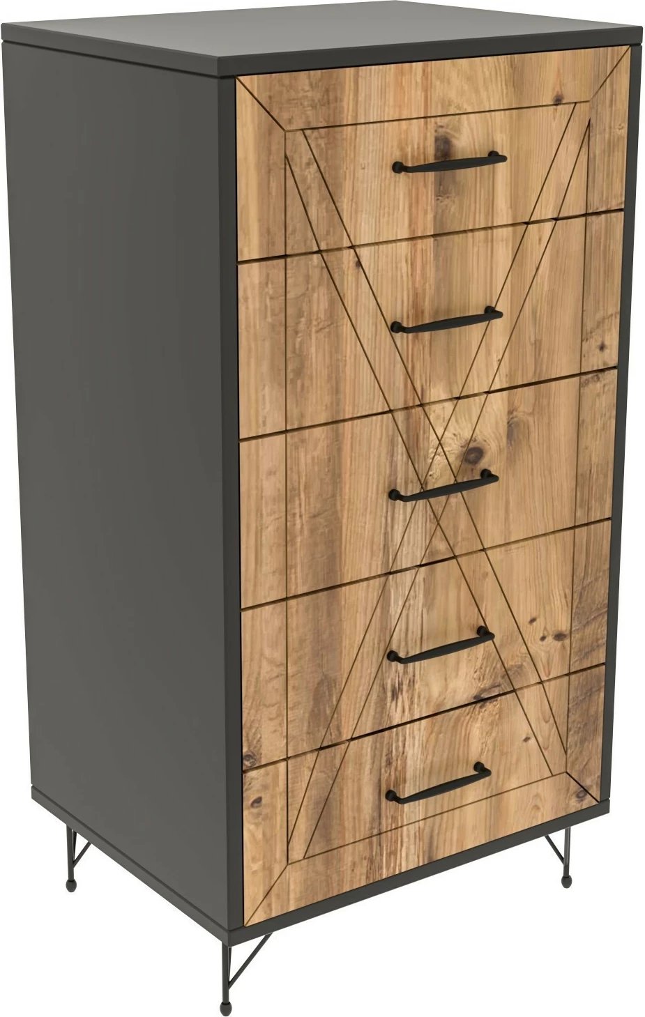 Komodë Hanah Home, Planet, ngjyrë antracit dhe lis