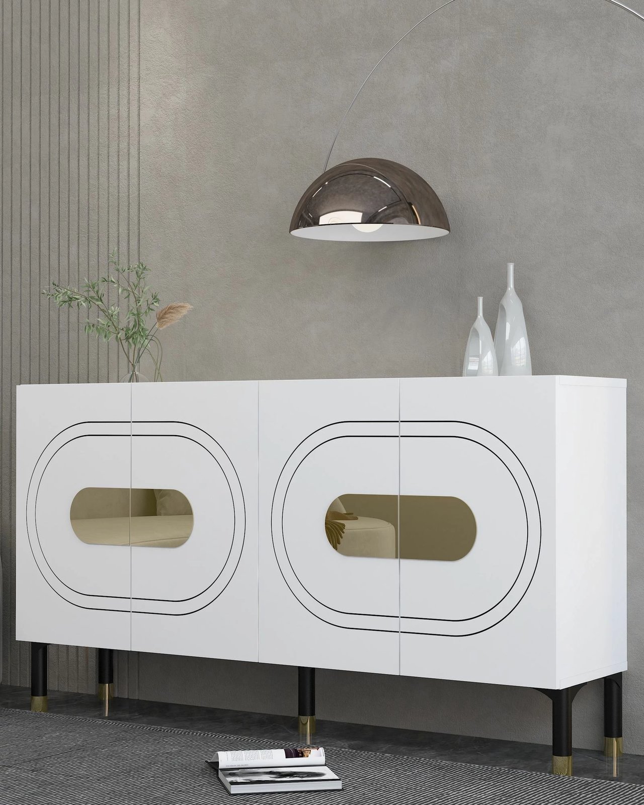 Konsol Skye Decor, Demet, e bardhë, e artë