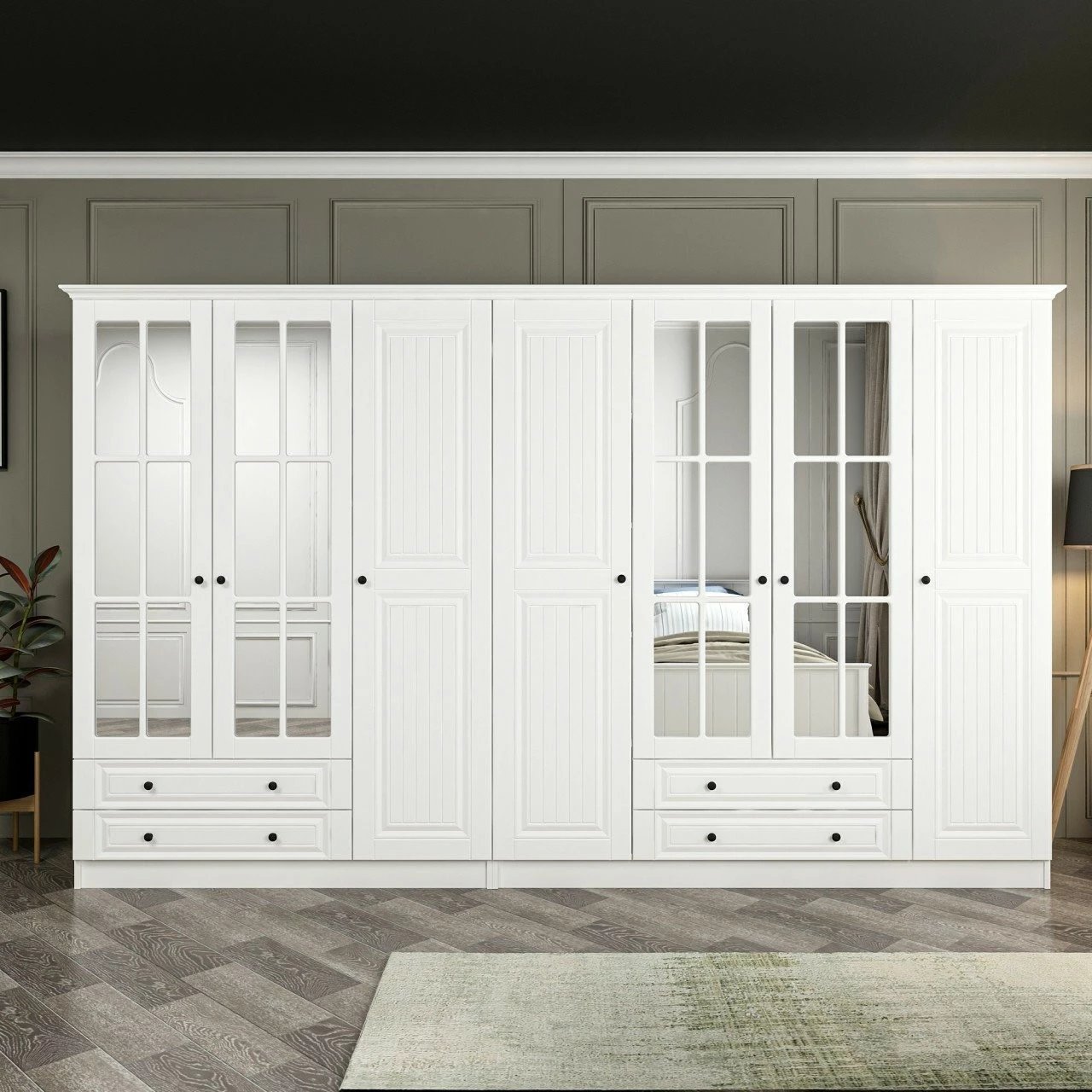 Dollap Skye Decor, i bardhë, 315x210x52cm, 11 pjesë