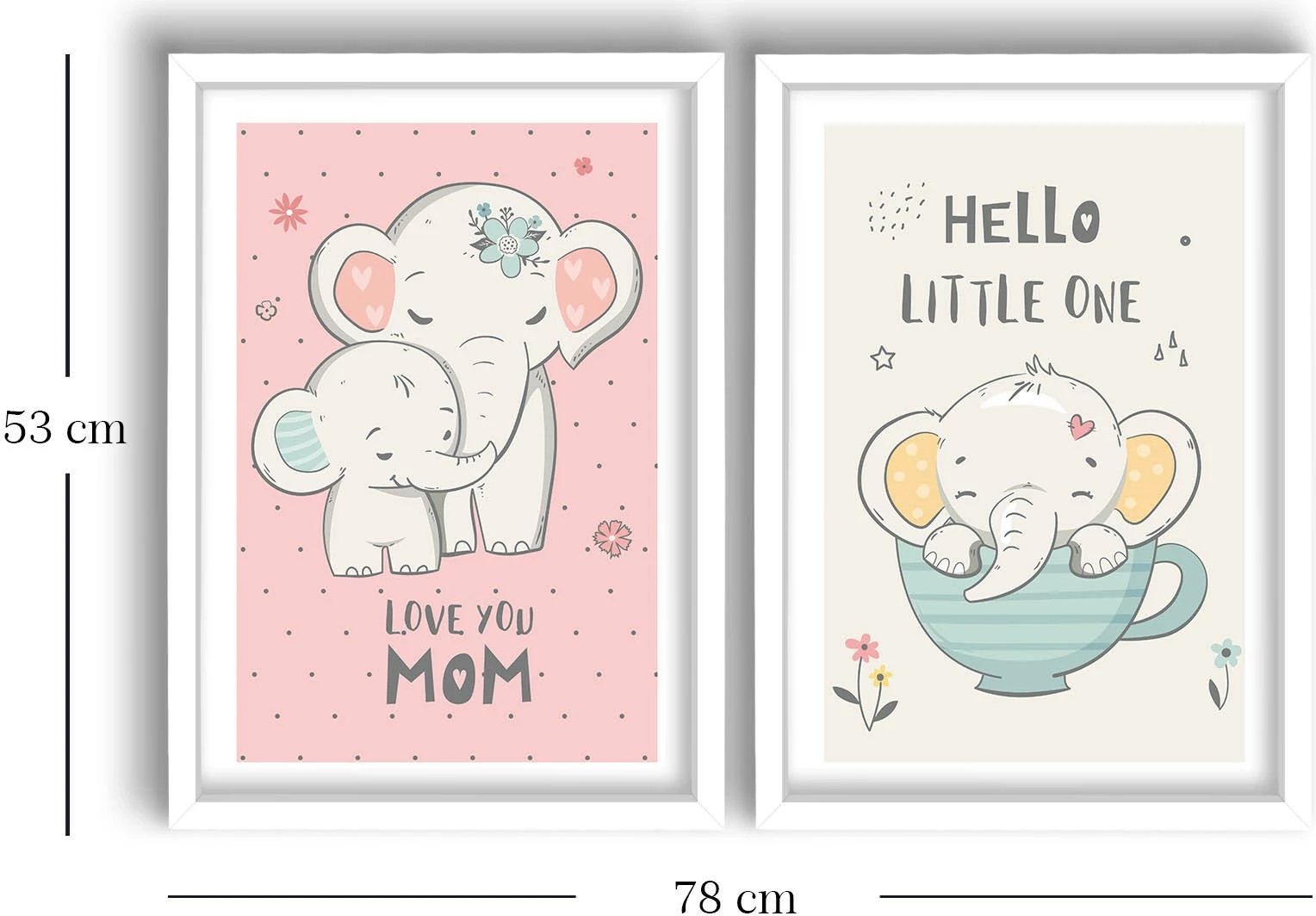 Pikturë dekorative me kornizë MDF, 2 copë, ngjyrë rozë dhe e bardhë, Wallity, 2P3853BCT-004