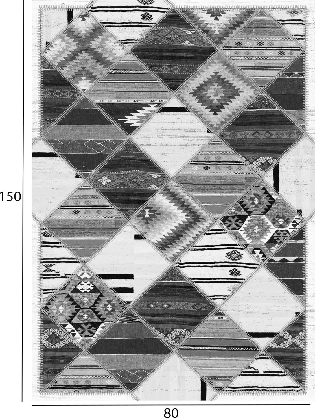 Tepih etnik vintage, ngjyrë gri, FH7676.21, 80x150 cm