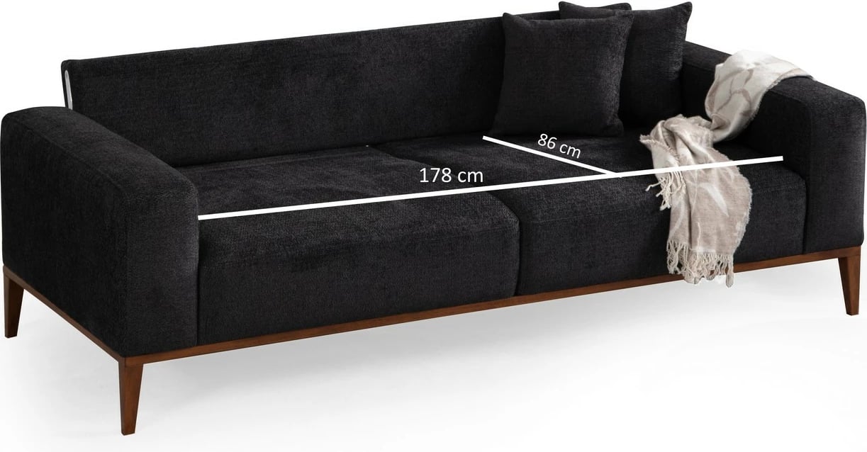 Divan-krevat treshe, ngjyrë antracit, Sinor 3 vendesh