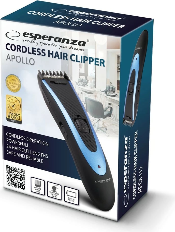 Makinë rroje Esperanza Apollo EBC004 për flokë dhe mjekër, e zezë/blu