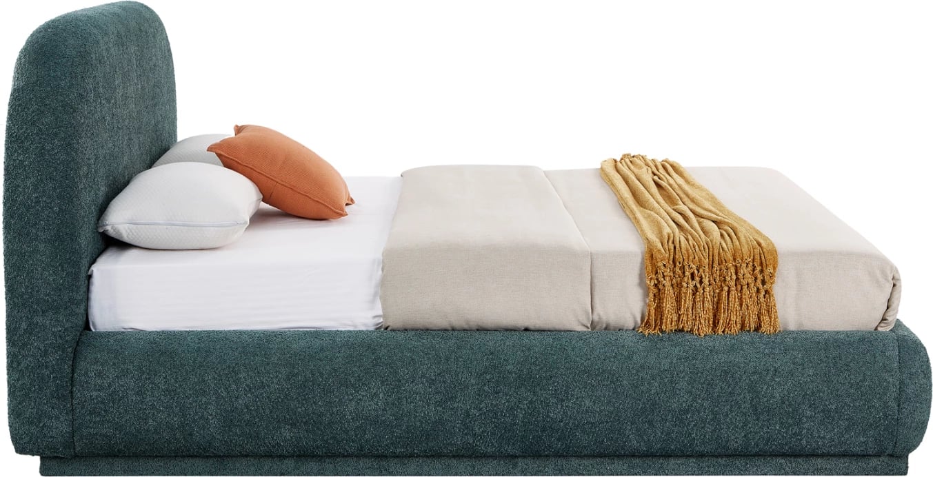 Krevat dopio me hapësirë për depo, stof chenille i gjelbër, NOCTIS CD726.07, dyshek 160x200cm