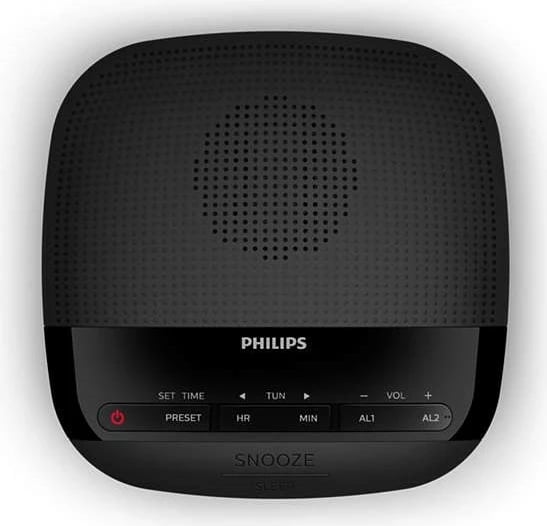 Orë alarmi me radio, Philips TAR3205/12, FM digjital, 10 stacione, buton snooze 9 min, ekran i madh LED, e zezë