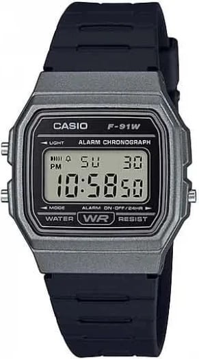 Orë dore Casio F-91W për meshkuj, gri