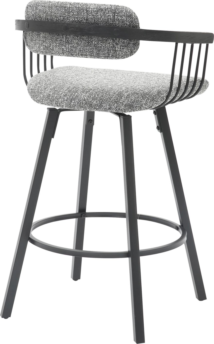 Karrige për bar rrotulluese LANG FH9990.02, kornizë metali e zezë, pëlhurë gri, 51.5x48.5x89.5H cm