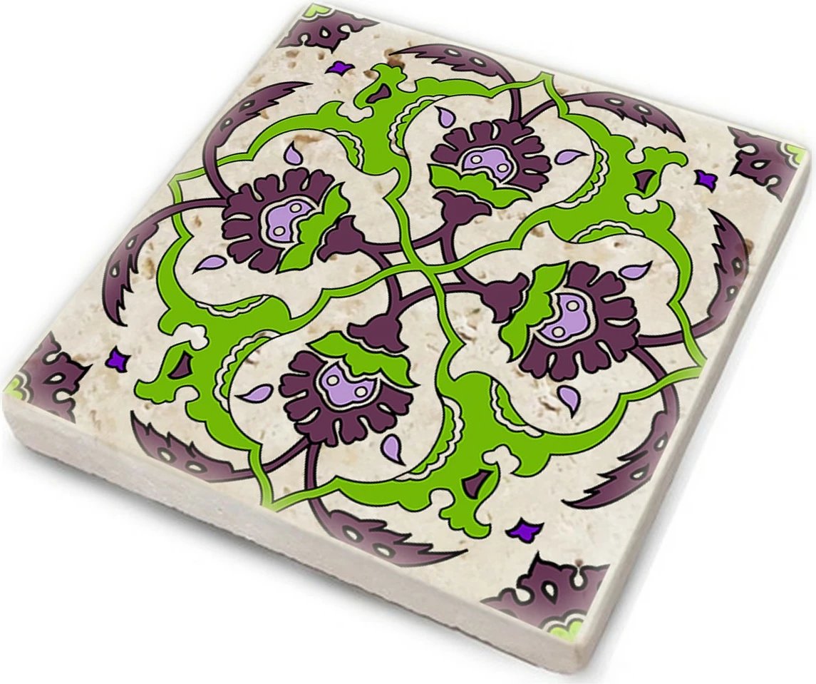 Set 4 copë nën gota prej guri natyral, shumëngjyrëshe, Hermia, TAB368883744