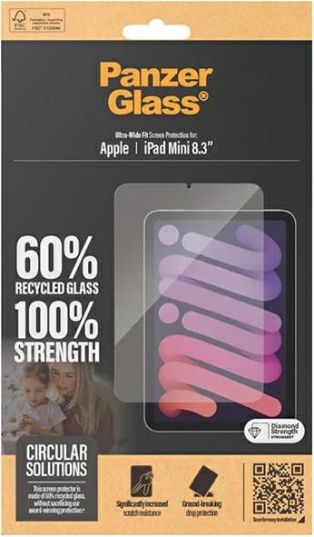 Xham mbrojtës PanzerGlass Ultra-Wide Fit për iPad mini 8.3" (2024), transparent