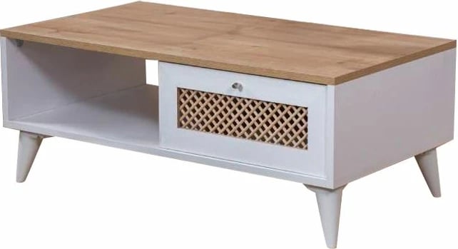 Tavolinë kafeje Skye Decor, e bardhë dhe lis