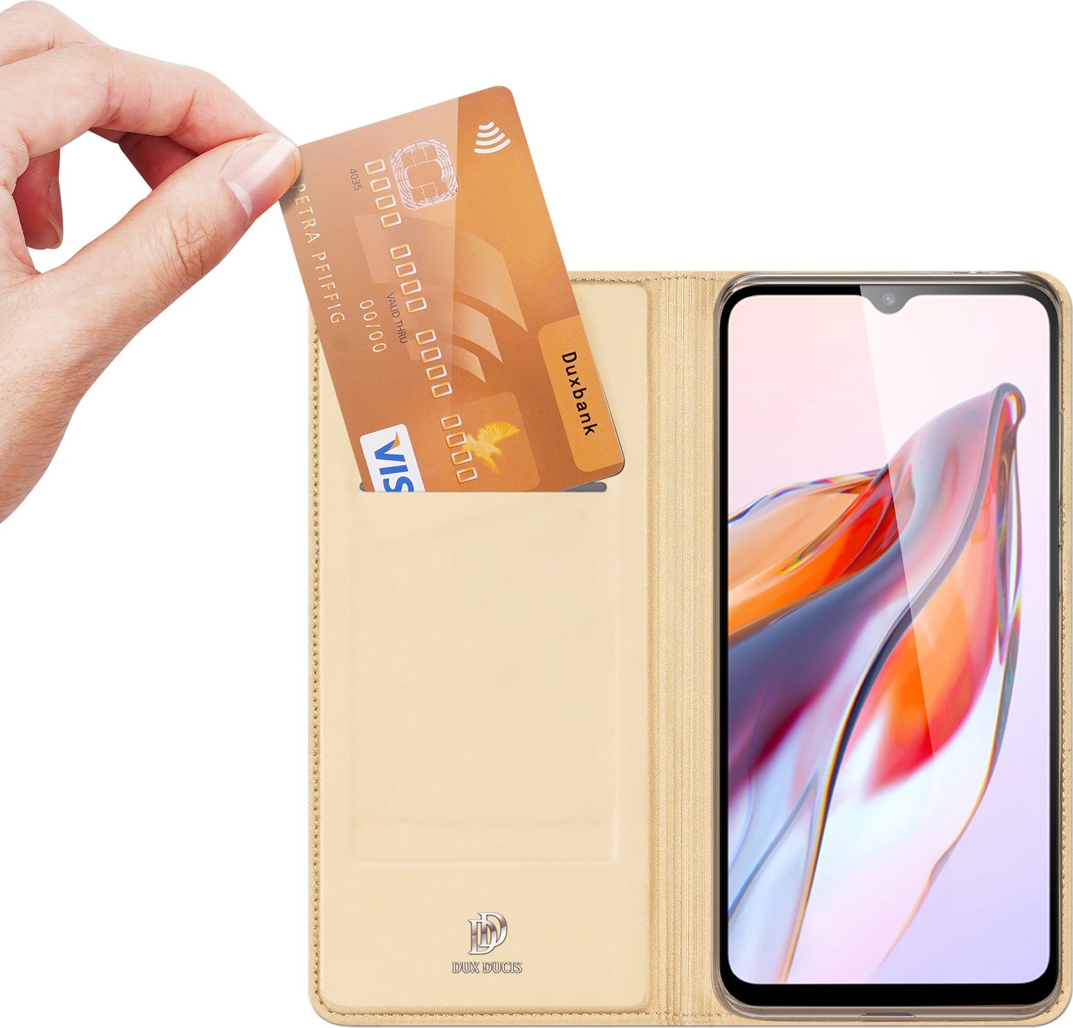 Mbështjellës Dux Ducis Skin Pro për Xiaomi Redmi 11A / Poco C55 / Redmi 12C, me kapak, xhep kartele, gold Mbështjellës Dux Ducis Skin Pro për Xiaomi Redmi 11A / Poco C55 / Redmi 12C, me kapak, xhep kartele, gold