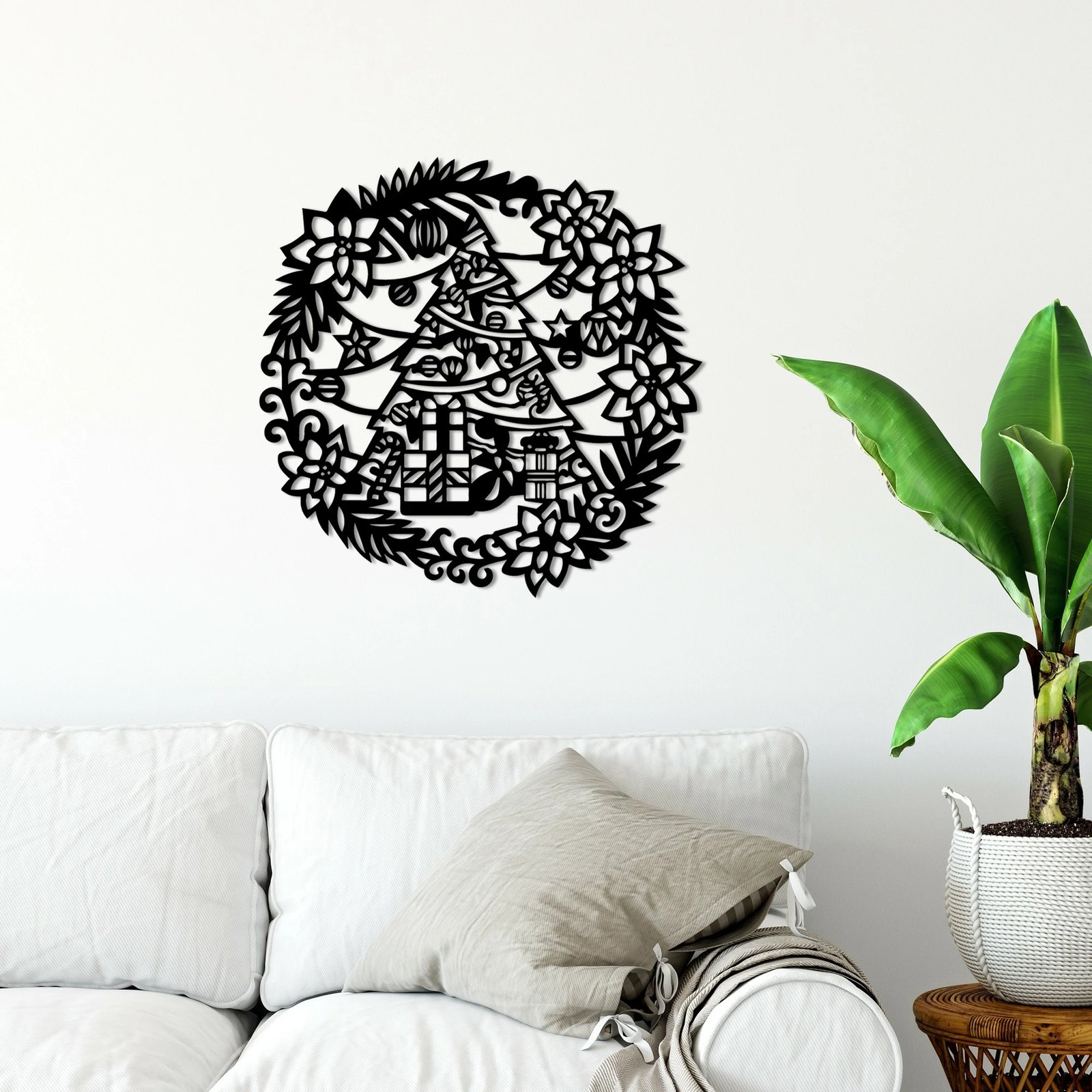 Aksesor dekorativ metalik për mur Wallity, Vit i Ri 2, ngjyrë e zezë, 42x42cm