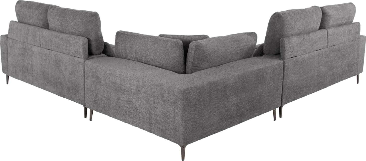 Divan qoshe SYMMET FH3269.03, pëlhurë gri, këmbë antracit me shkëlqim, 314x236x90-102H cm