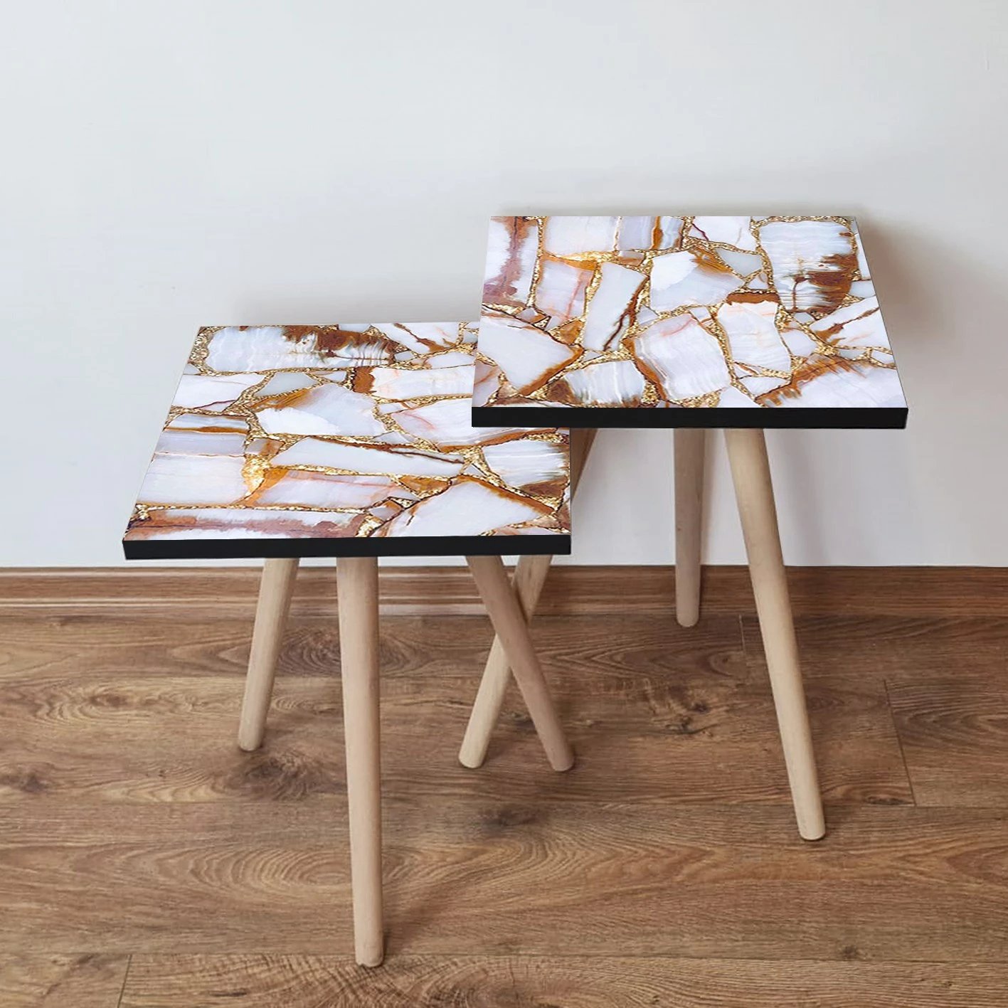 Tavolina ndihmëse të vendosshme (2 copë), Skye Decor, 2Shp106, ngjyrë e bardhë