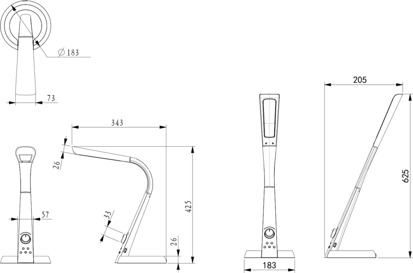 Llambë profesionale LED për tavolinë, ngjyrë e zezë, BLAIN PRO FH4451.02, 34,3x18,3x42,5H cm