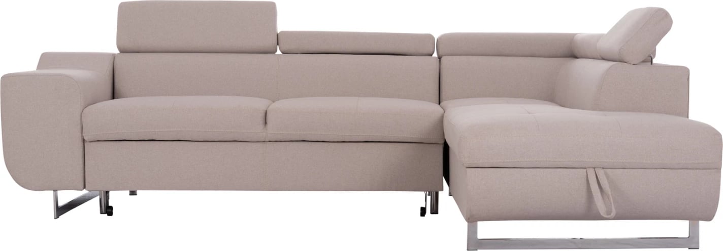 Kënd-sofë me hapësirë për depo, Encore FH3301.03R, material bezhë, 285x205x90cm